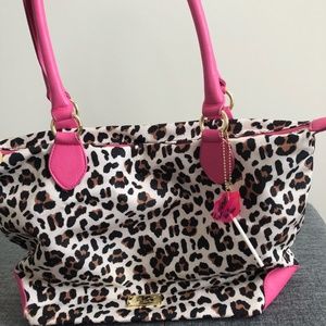 Betsey Johnson pink cheetah print satchel